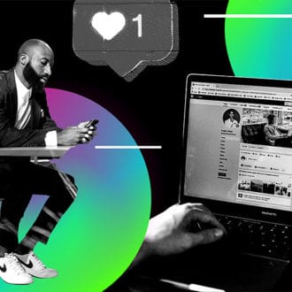 1 b man working on his companies social media marketing to increase brand awareness