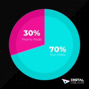 fun posts vs promo posts represented in a pie chart