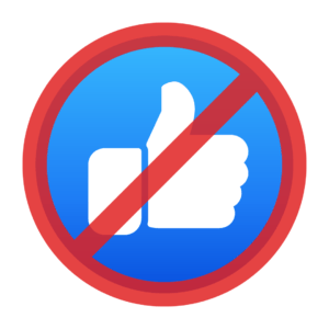 a social media like symbol crossed out