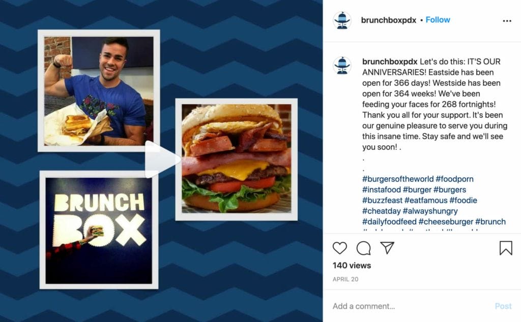 social media strategy example of a Brunchbox post on instagram