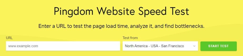 page loading speed being tested on a pingdom website speed testing tool