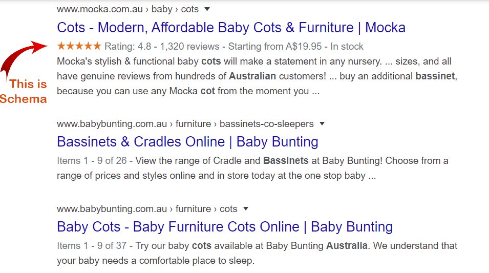 schema markup for eCommerce SEO working on google search results