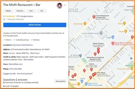 Google my business search engine results feature