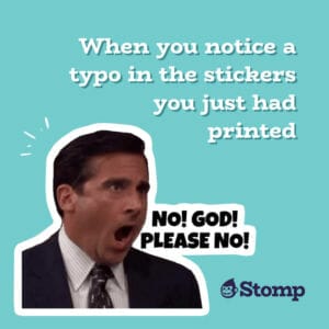 Stomp Stickers promotional material using michael scott from the office television series