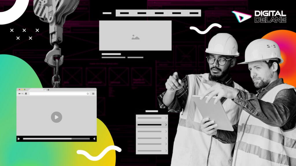 Two men construction workers planning out something together