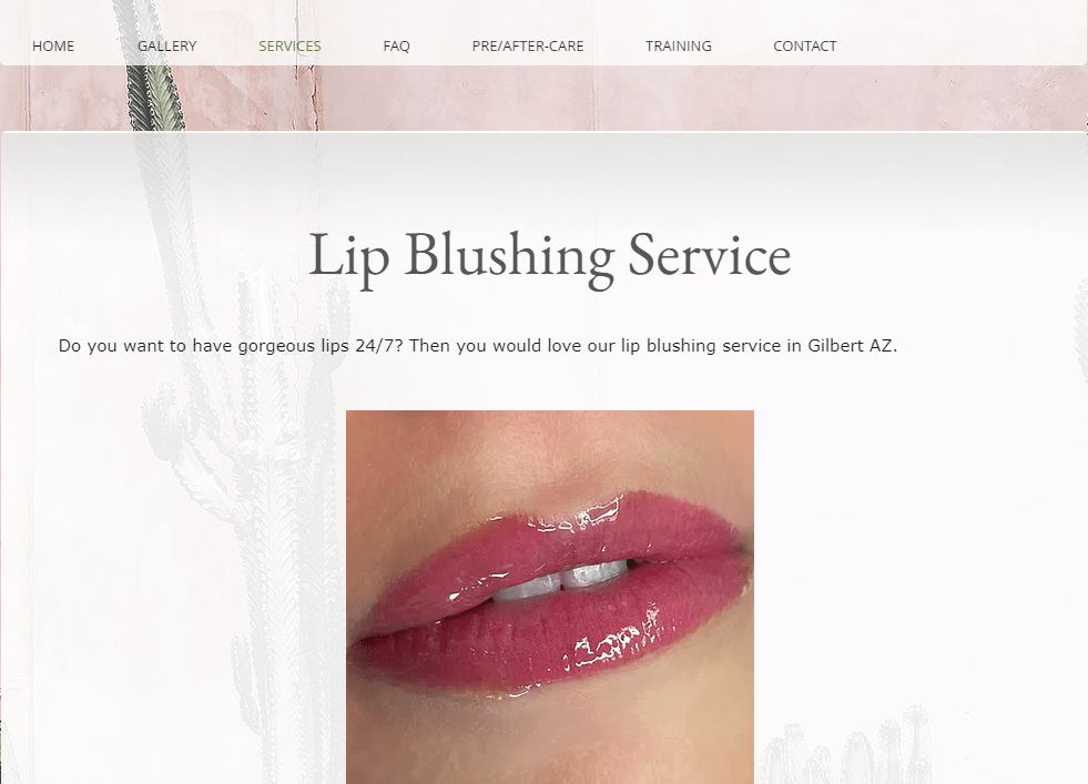 lip blushing service with a picture of a womens lips
