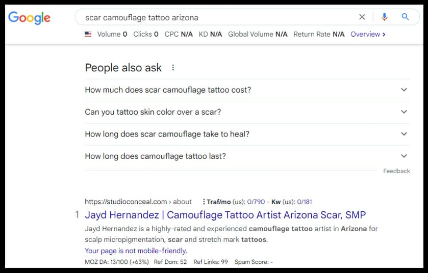 top of Google search for local SEO
