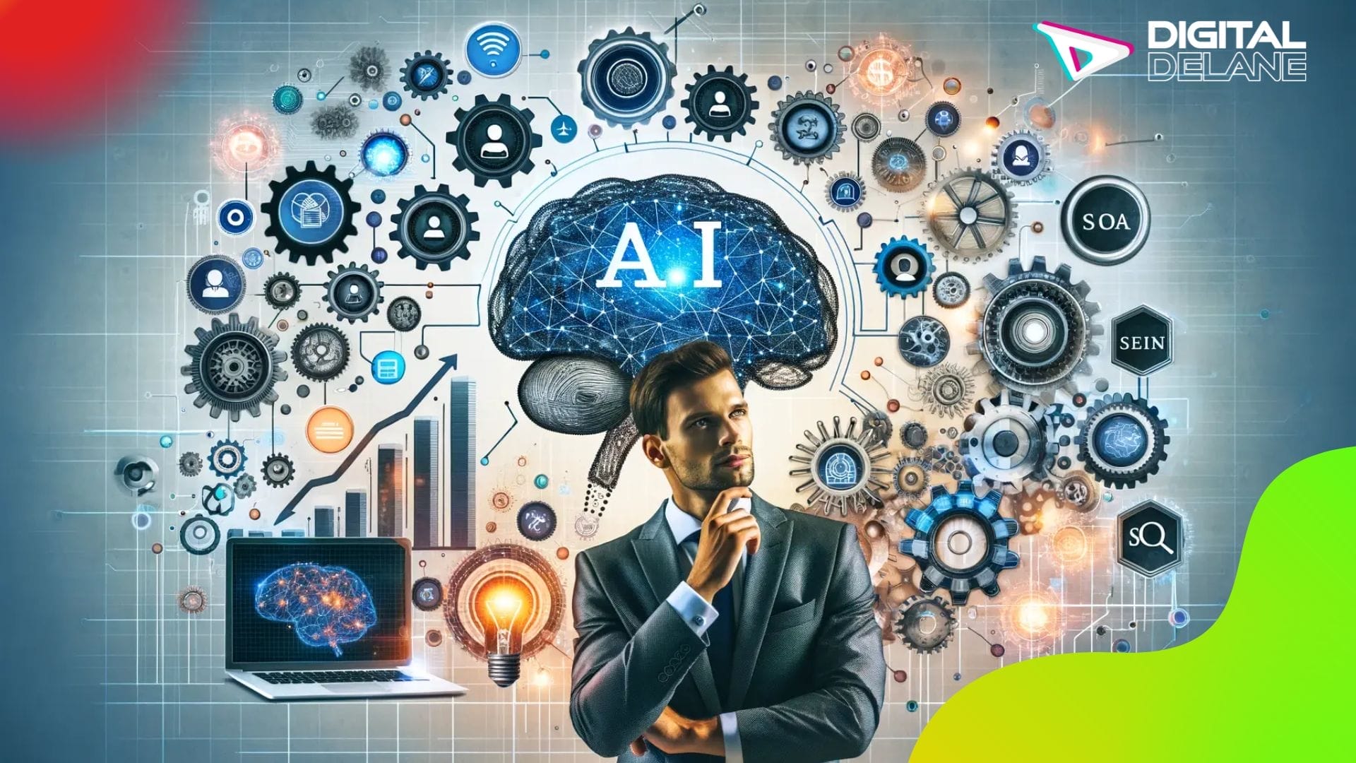 An abstract representation of artificial intelligence operating within a cloud environment, symbolizing digital innovation and connectivity.