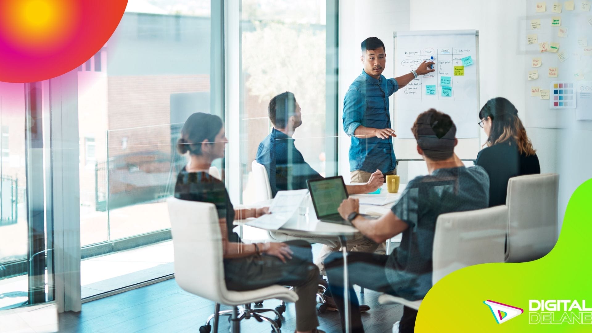 A visual representation of a digital marketing strategy tailored for small businesses, showcasing various online marketing tools and techniques.