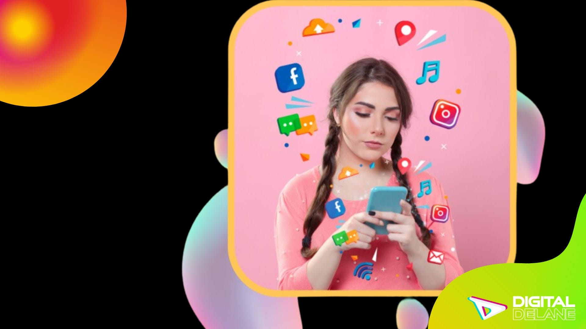 A woman holds a smartphone displaying various social media icons, symbolizing targeted marketing strategies for niche audiences.