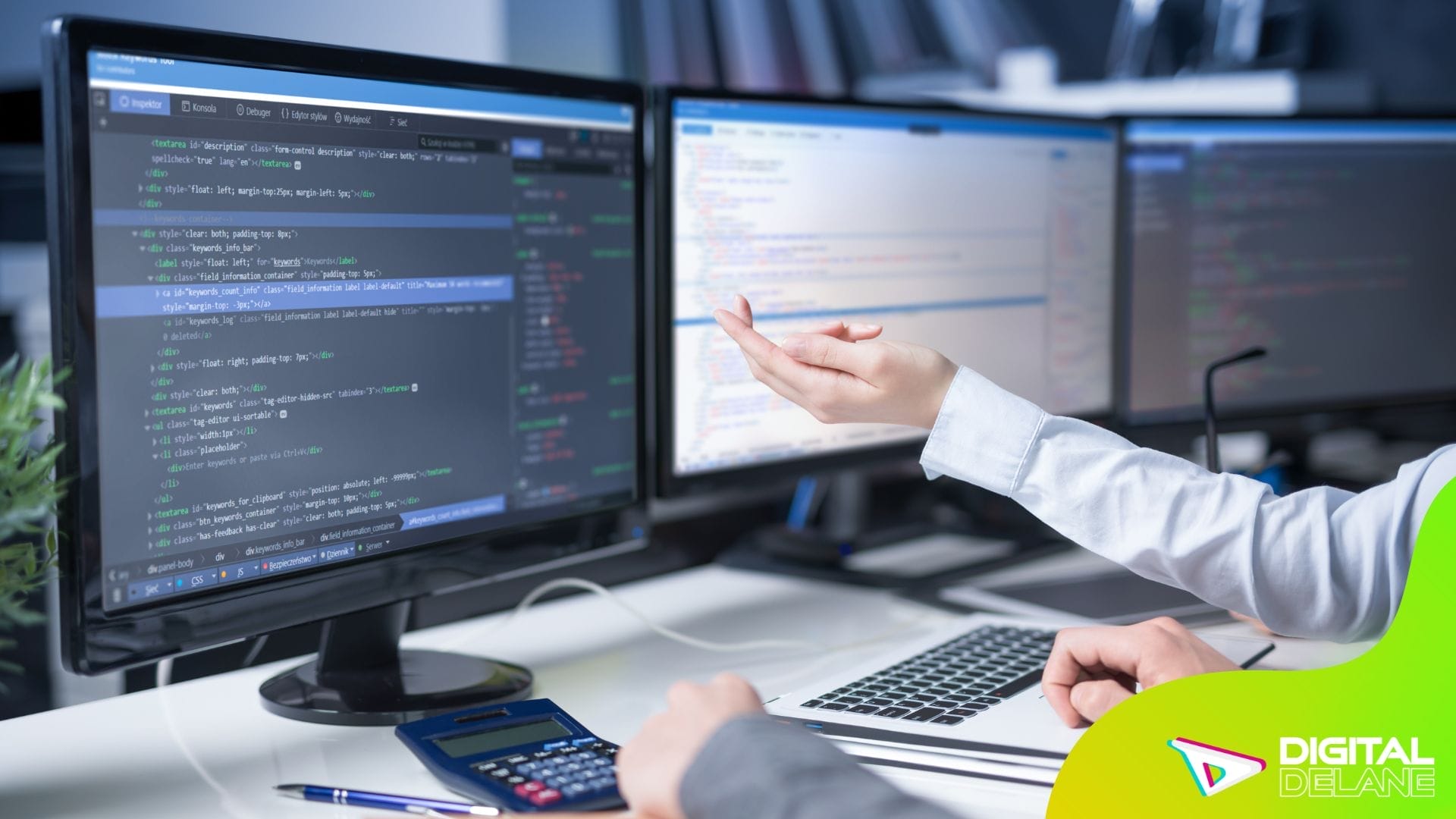 A man coding on a computer, focusing on design finalization, functionality integration, and SEO optimization for a website.