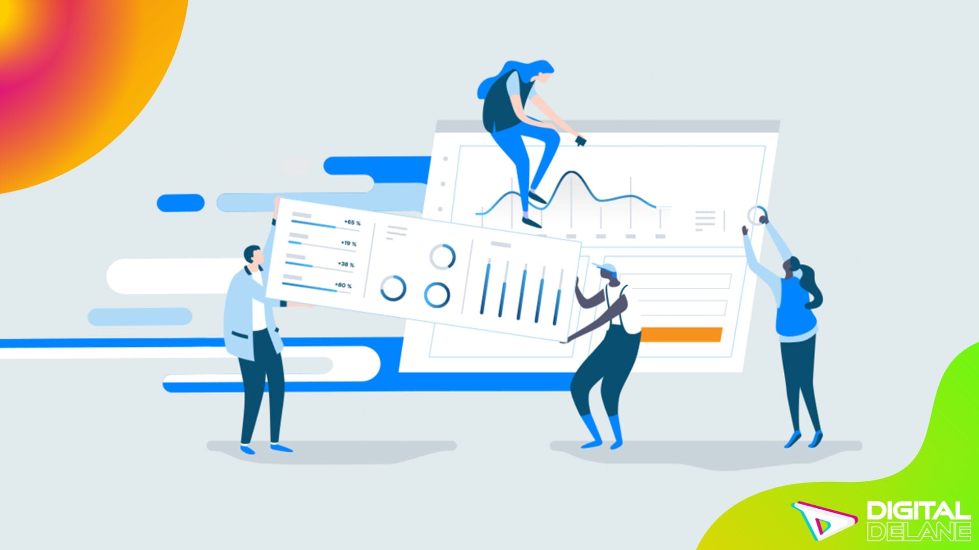 Individuals analyze computer data, focusing on graphs to identify user engagement and bounce rate issues on websites.