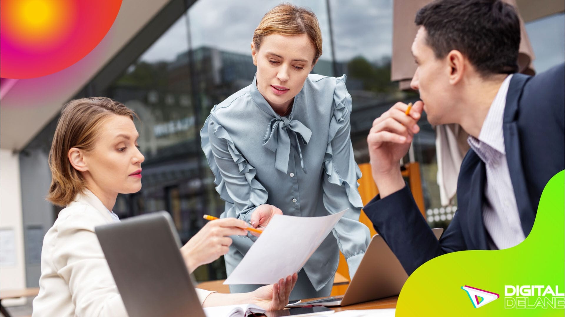 A diverse group of business professionals collaborating on strategies to address challenges in programmatic advertising.