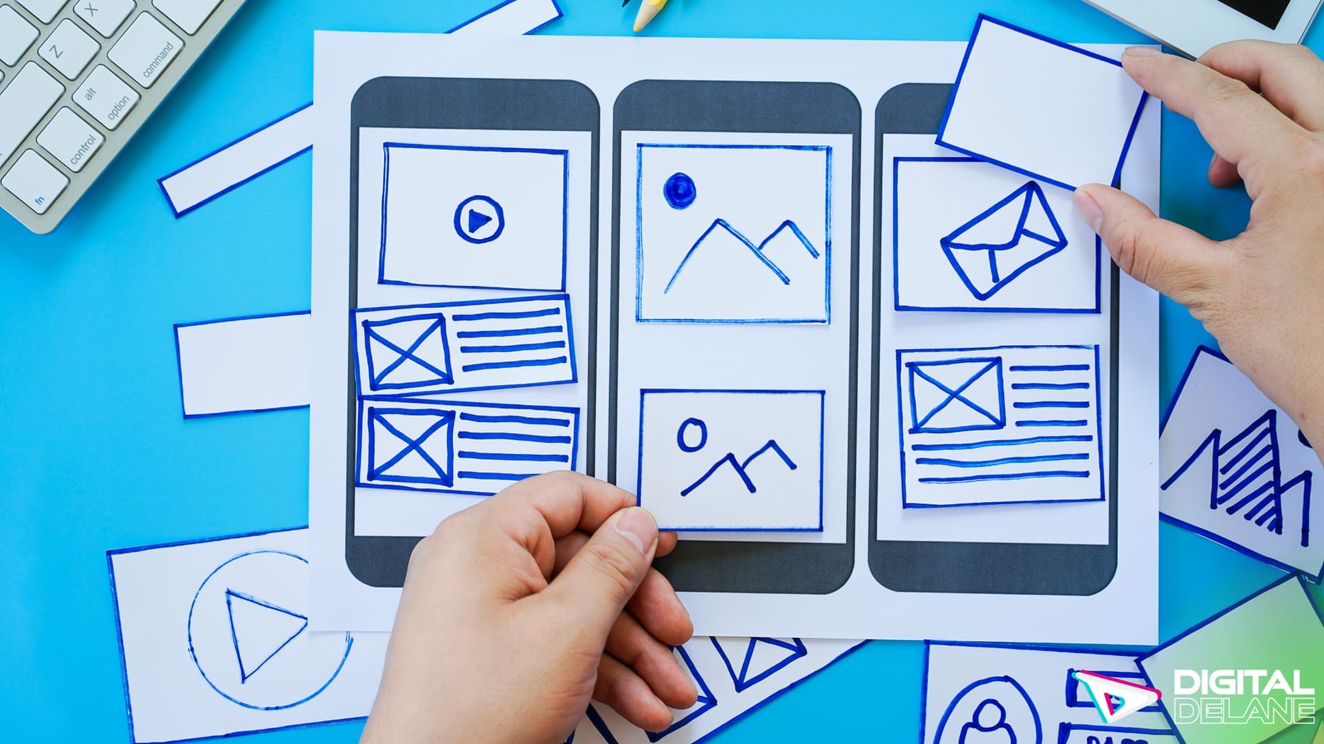 A person draws a design on paper using a tablet, showcasing creativity and digital artistry in action.