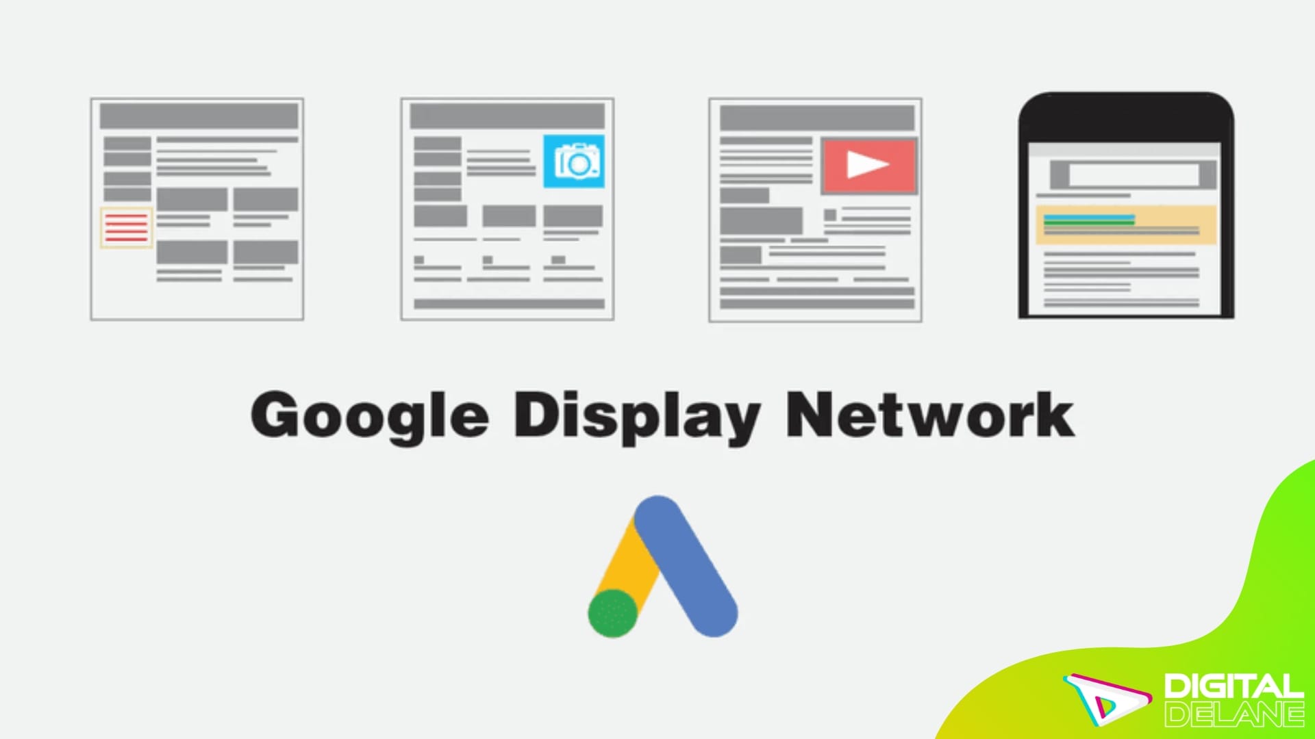 Image of the Google Display Network showcasing ads across various websites and apps, enhancing brand visibility online.
