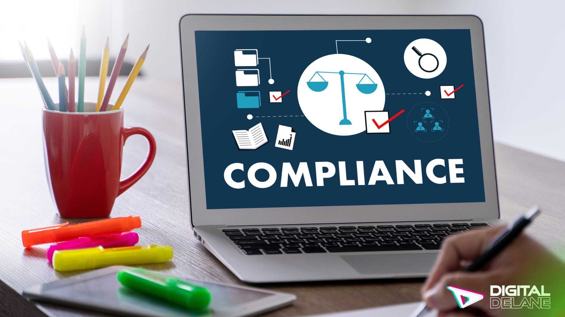 Image depicting the importance of compliance in business, highlighting legal, ethical, and accessibility considerations.