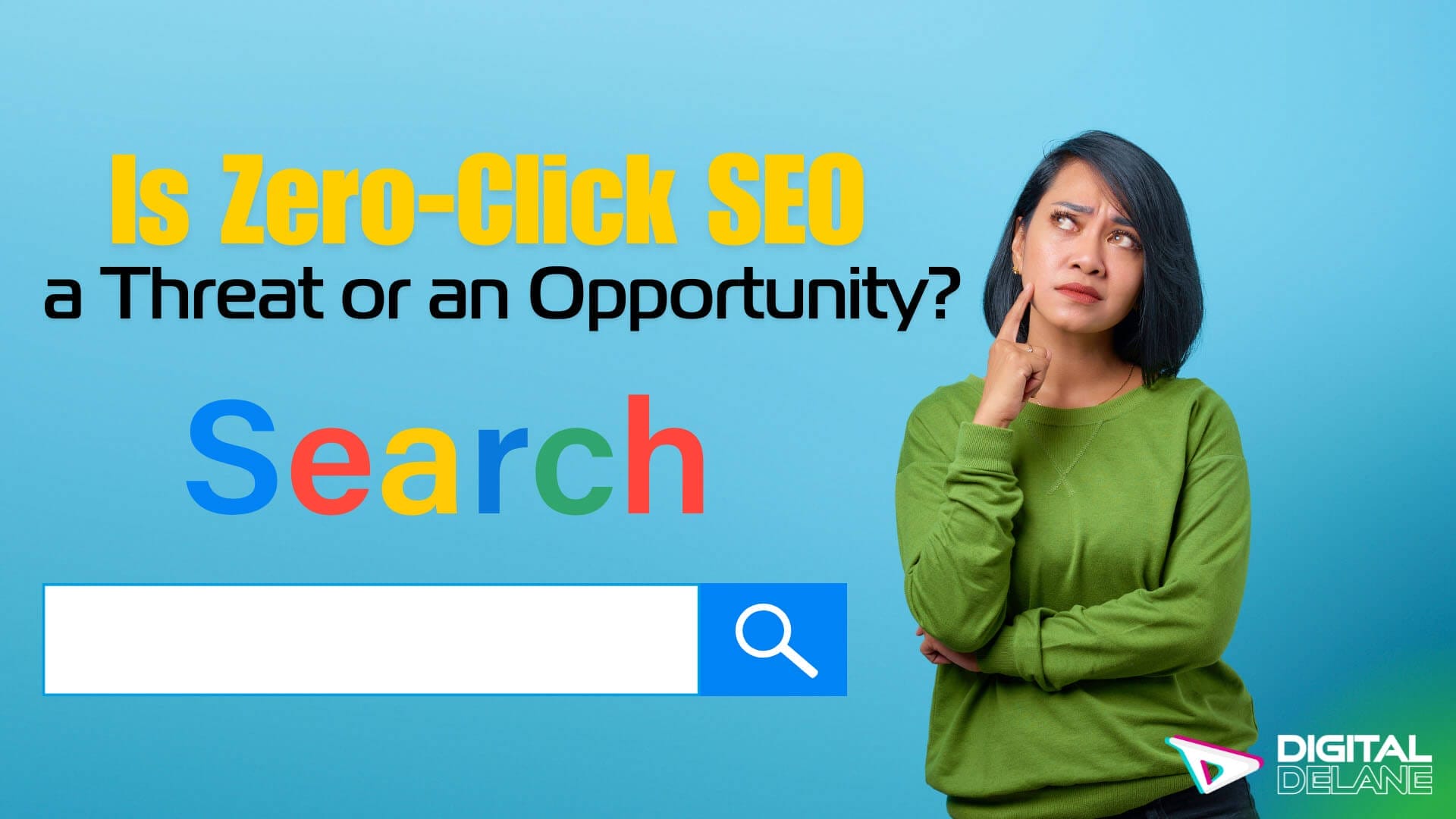 Image depicting the debate on zero-click SEO as a threat or opportunity for marketers and website owners.