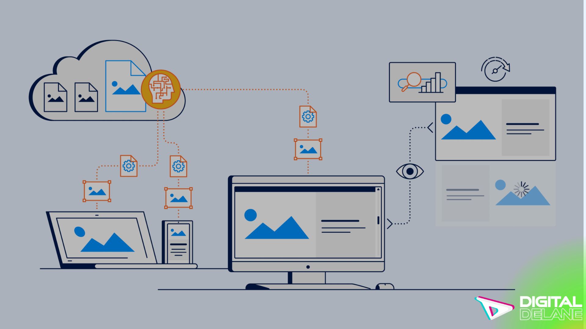 Digital security and cloud computing concept, featuring a secure cloud icon and digital lock symbol on a tech-themed background.