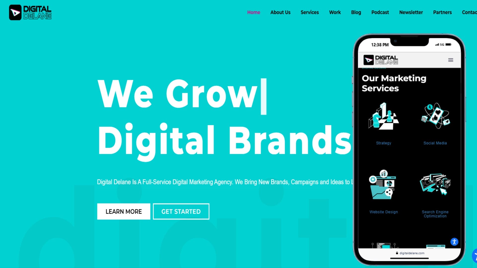 Digital marketing agency website design showcasing mobile marketing strategies for business growth and audience engagement.
